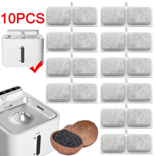 10pcs Replacement Activated Carbon Filters for Cat & Dog Water Fountains