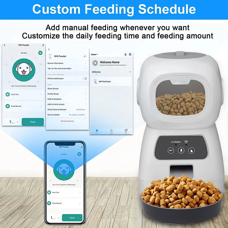 3.5L Smart Pet Feeder and Water Dispenser with Timer for Dogs and Cats - Automatic Food and Drink Dispenser
