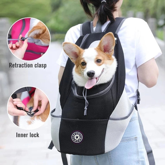 Double Shoulder Pet Dog Carrier Backpack - Portable Outdoor Travel Bag