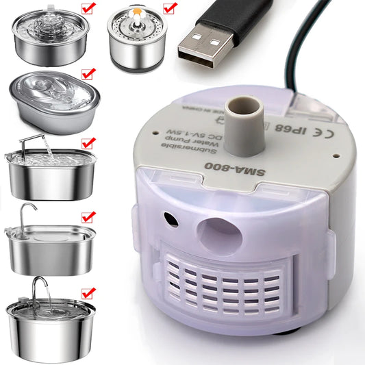 Stainless Steel Cat Water Fountain Motor Replacement | Pet Drinking Dispenser Pump